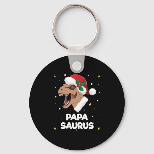 Papasaurus Santa Claus Dinosaur Kerstmis Sleutelhanger (Voorkant)
