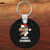 Papasaurus Santa Claus Dinosaur Kerstmis Sleutelhanger (Voorkant)