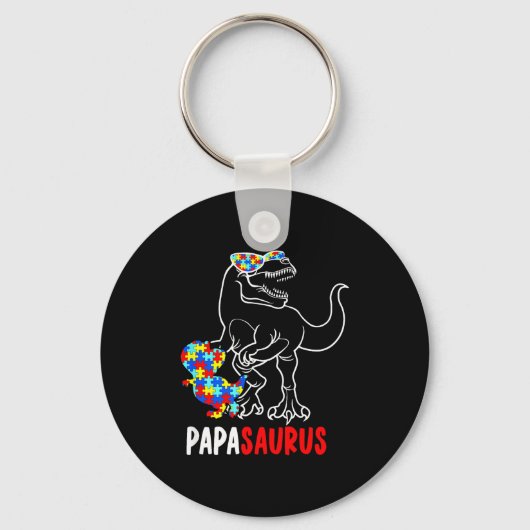 Papasaurus T Rex Dinosaur Autisme Bewustzijn Papa  Sleutelhanger (Voorkant)