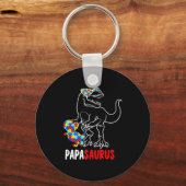 Papasaurus T Rex Dinosaur Autisme Bewustzijn Papa  Sleutelhanger (Voorkant)