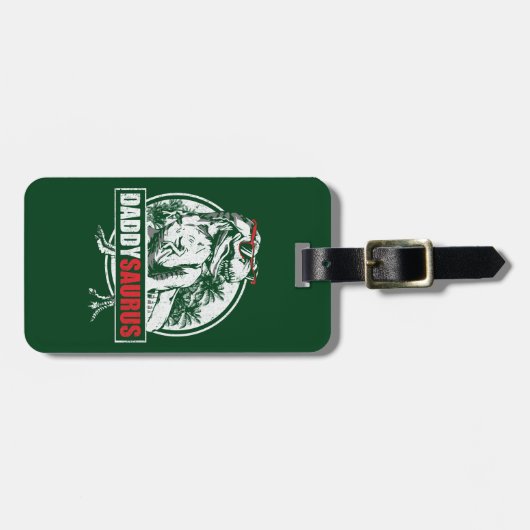 PapaSaurus T-rex Dinosaur Funny Fathers Day Bagagelabel (Voorkant horizontaal)
