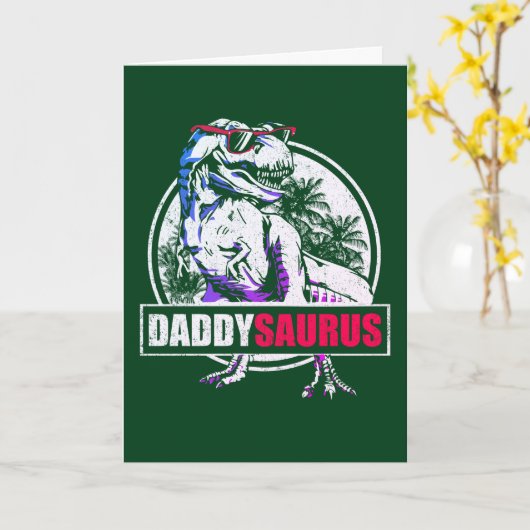 PapaSaurus T-rex Dinosaur Funny Fathers Day Kaart (Gele Bloem)