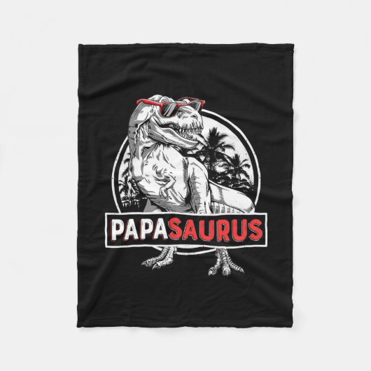 Papasaurus T Rex Dinosaur Funny Papa Saurus Fleece Deken (Voorkant)