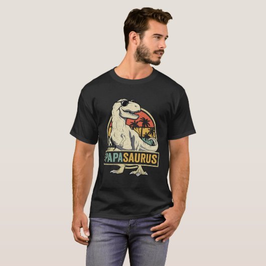 Papasaurus T Rex Dinosaur Papa Saurus T-shirt (Voorkant volledig)