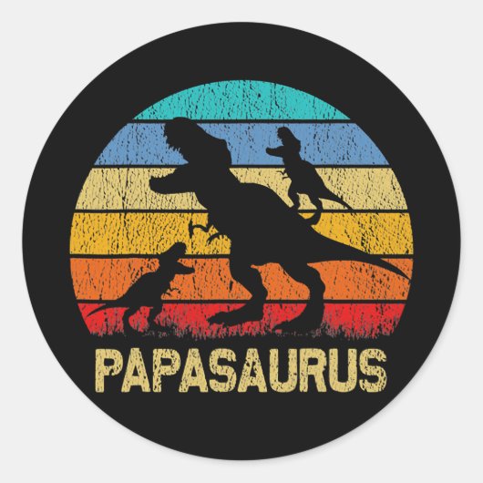 Papasaurus T rex Dinosaur Papa Saurus vaderland Ronde Sticker (Voorkant)