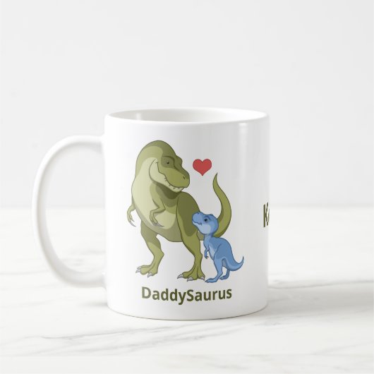 PapaSaurus T-Rex en Baby Boy Dinosaurs Koffiemok (Links)