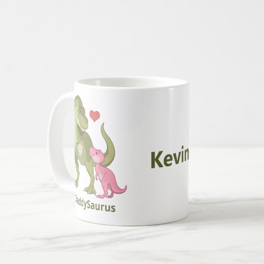 PapaSaurus T-Rex en Baby Girl Dinosaurs Koffiemok (Voorkant links)