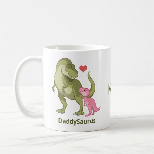 PapaSaurus T-Rex en Baby Girl Dinosaurs Koffiemok (Links)
