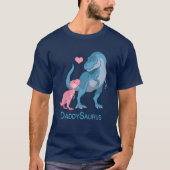 PapaSaurus T-Rex en Baby Girl Dinosaurs T-shirt (Voorkant)
