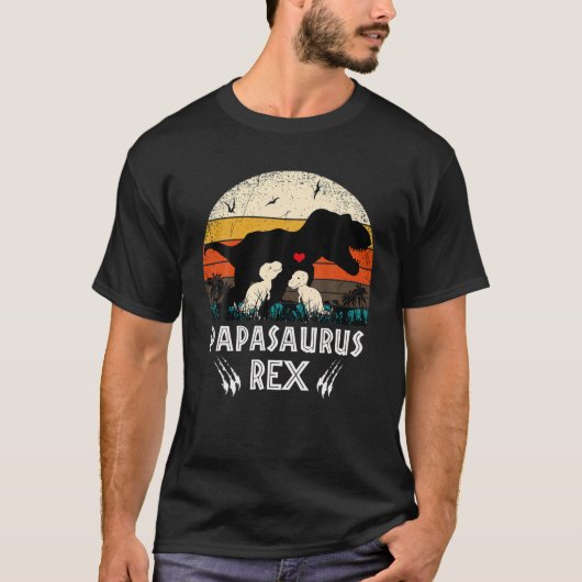 Papasaurus T-Rex Papa Saurus Dinosaurus Mannen Pap T-shirt (Voorkant)