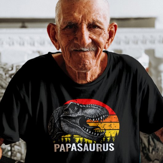 Papasaurus T-rex  Retro Sunset T-shirt