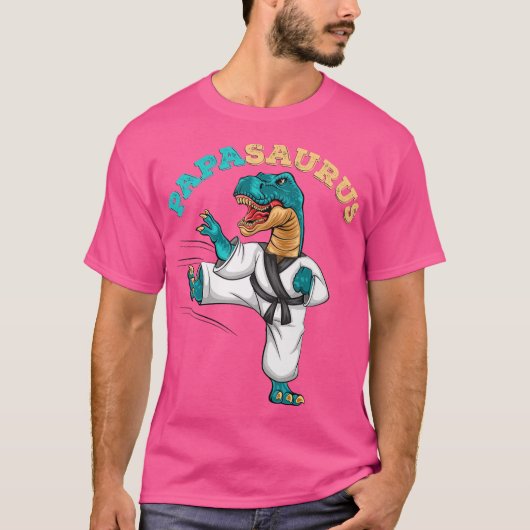 Papasaurus Trex Dinosaur Funny Papa Saurus Karate T-shirt (Voorkant)