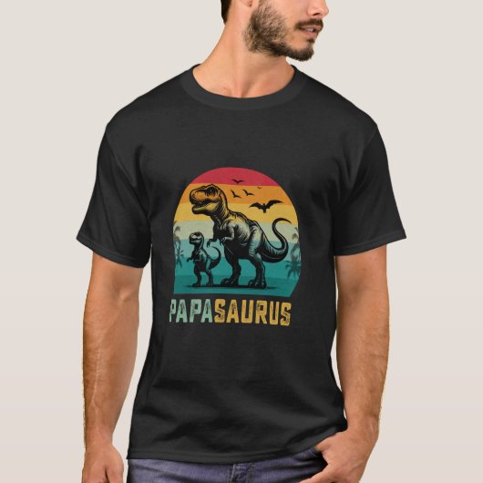 Papasaurus Trex Sonsaurus Funny Papa Dinosaur Fath T-shirt (Voorkant)