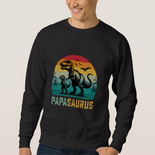 Papasaurus Trex Sonsaurus Funny Papa Dinosaur Fath Trui (Voorkant)