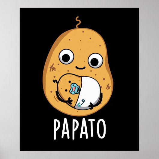 Papato Funny Potato Pun Dark BG Poster (Voorkant)