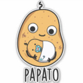 Papato Funny Potato Pun Sticker (Voorkant)