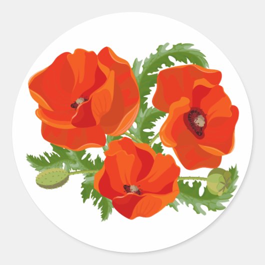 Papaver 3.5 ronde sticker (Voorkant)