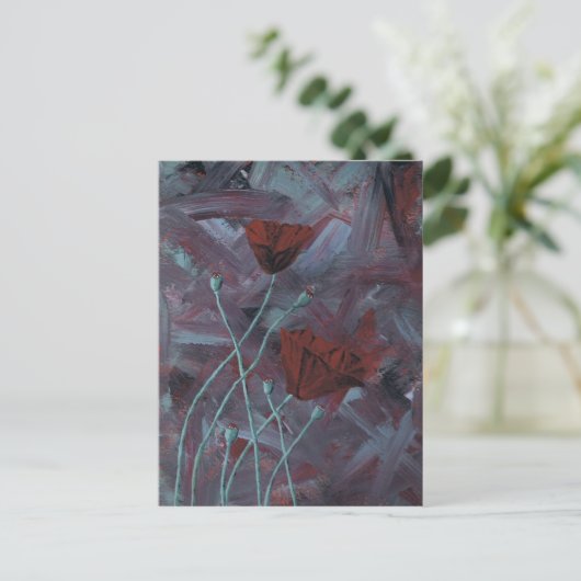 papaver abstract briefkaart (Staand voorkant)