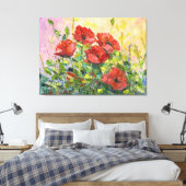 Papaver, abstracte bloem, moderne schilderkunst, c canvas afdruk (Insitu (Slaapkamer))