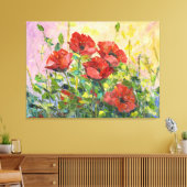 Papaver, abstracte bloem, moderne schilderkunst, c canvas afdruk (Insitu (Woonkamer))