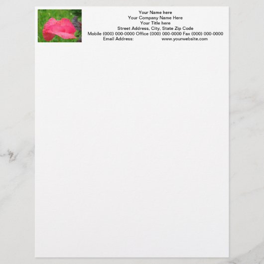 Papaver Bloem Briefhoofd Aangepaste Roze Papavers (Voorkant)