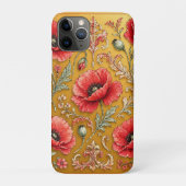 Papaver bloem gouden ontwerp Case-Mate iPhone case (Achterkant)