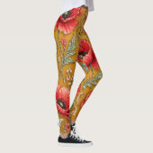 Papaver bloem gouden ontwerp leggings (Rechts)