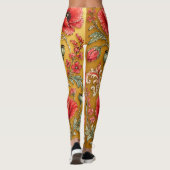 Papaver bloem gouden ontwerp leggings (Achterkant)