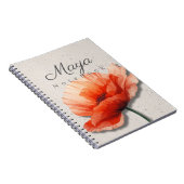 Papaver Bloem Notebook Naam | Rode Bloem Journal Notitieboek (Rechterzijde)