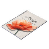 Papaver Bloem Notebook Naam | Rode Bloem Journal Notitieboek (Linkerzijde)