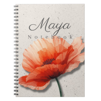 Papaver Bloem Notebook Naam | Rode Bloem Journal Notitieboek