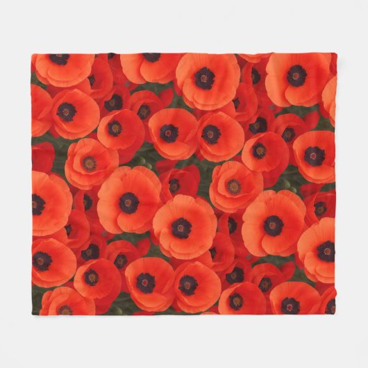 Papaver bloem patroon fleece deken (Voorkant (Horizontaal))