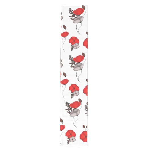 Papaver bloem patroon medium tafelloper (Voorkant)