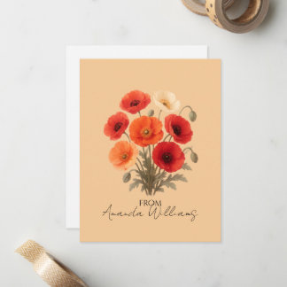Papaver Bloemen Briefpapier, Persoonlijke Bloemen Notitiekaartje