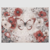  papaver bloemen en vlinder ontkoppeling tissuepapier (Voorkant)