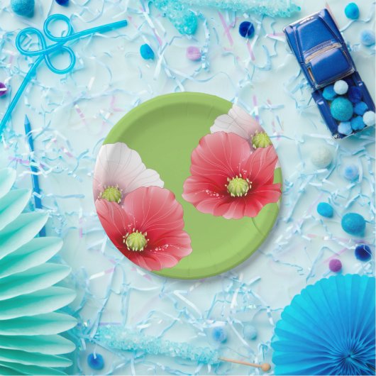  papaver bloemen papieren bordje (Feest)