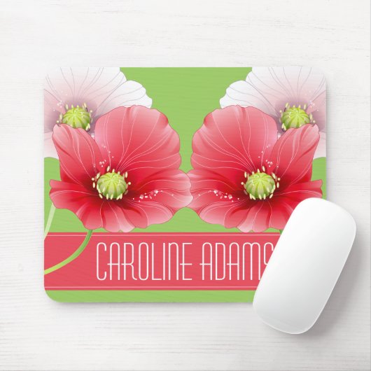  papaver bloemenmonogram muismat (Met muis)