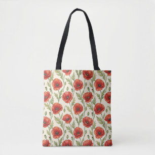 Papaver bloemenpatroon tote bag