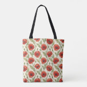 Papaver bloemenpatroon tote bag (Achterkant)