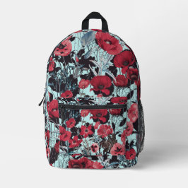 Papaver bloemmotief bedrukte rugzak