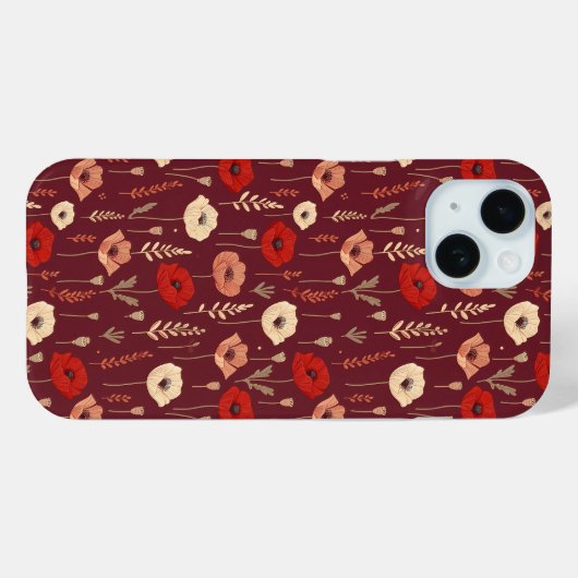 Papaver bloemmotief Case-Mate iPhone case (Achterkant (horizontaal))