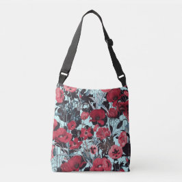 Papaver bloemmotief crossbody tas