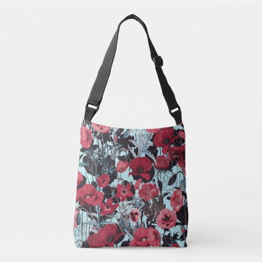 Papaver bloemmotief crossbody tas (Voorkant)