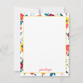 Papaver bloemmotief in koraal gepersonaliseerd notitiekaartje (Voorkant)