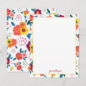 Papaver bloemmotief in koraal gepersonaliseerd notitiekaartje (Voorkant / Achterkant)