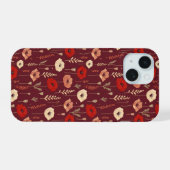 Papaver bloemmotief iPhone 15 case (Achterkant horizontaal)