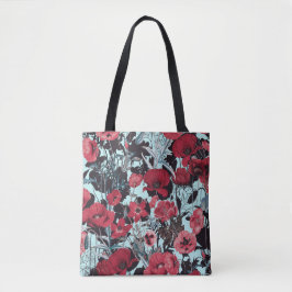 Papaver bloemmotief tote bag