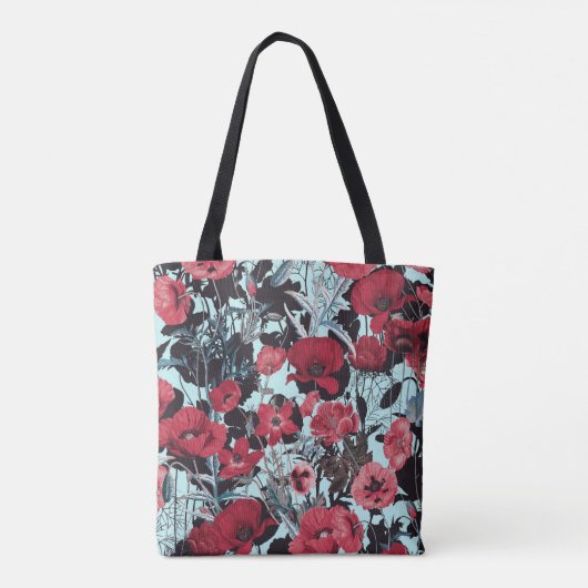 Papaver bloemmotief tote bag (Achterkant)