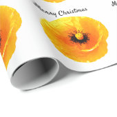 Papaver bloemmotief Vrolijk kerstgeel Cadeaupapier (Rol Hoek)