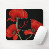 papaver botanisch met monogram muismat (Met muis)